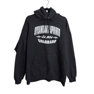 Hanes Hoodie Sweatshirt Men L Black Steamboat Springs Colorado Ultimate Printpro